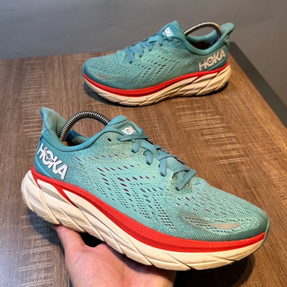Hoka One One Clifton 8 AEBL Blue Running Gym Shoes Sneakers‎ Womens Size 8B